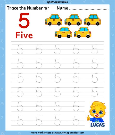 Number 5 Worksheets Printable