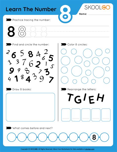 Number 8 Free Worksheet