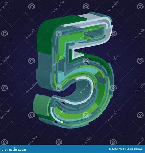 Number Five in Font/ Number Five Design Stock Vector Illustration of
