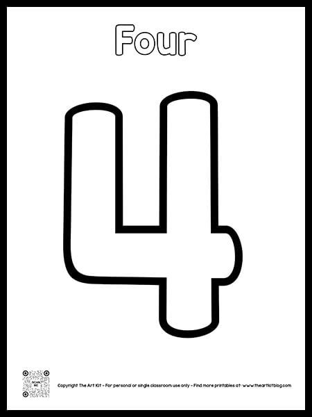 Number Four Coloring Page A Free Math Coloring Printable