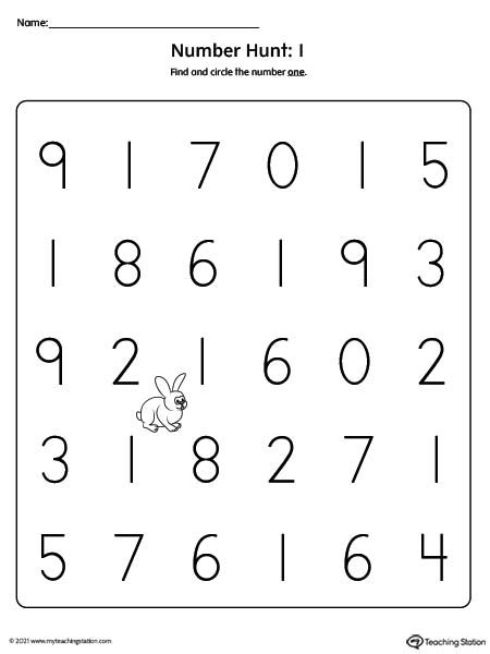 Number Recognition Worksheet: Find and Circle Number 1