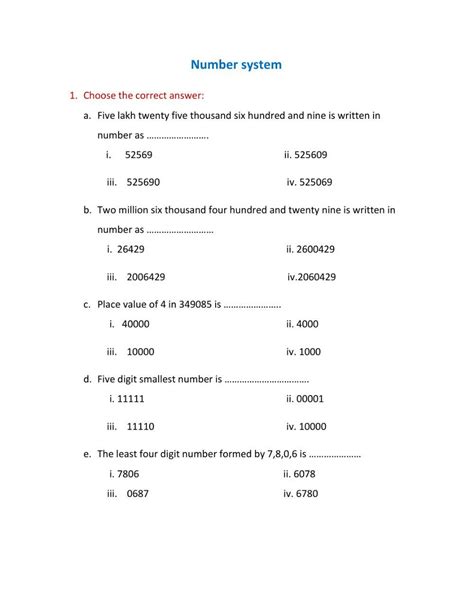 Number System Exercises With Answers