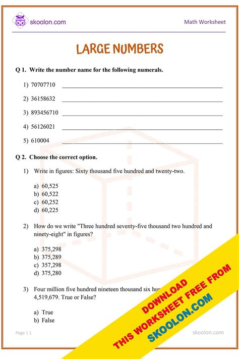 Number System Worksheet For Class 5