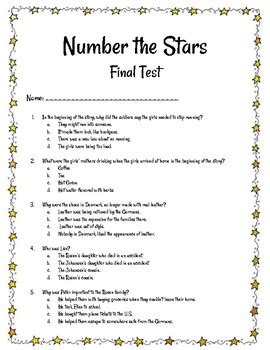 Number The Stars Test Answers