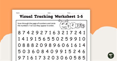 Number and Letter Visual Tracking Worksheets Teaching Resource Teach Starter Visual tracking