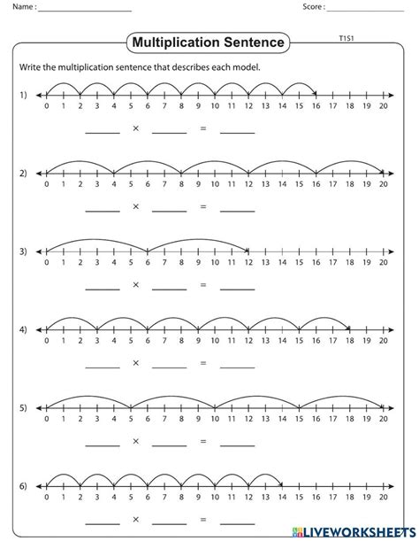 Number line multiplication worksheet pdf.  Students will solve multipli...