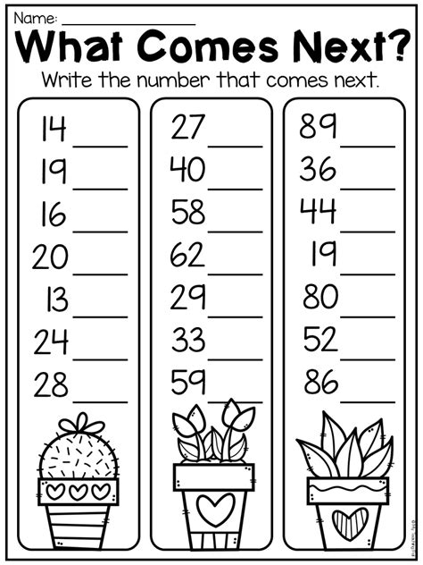 Number order worksheet for first grade. Students write the number that comes… in 2020