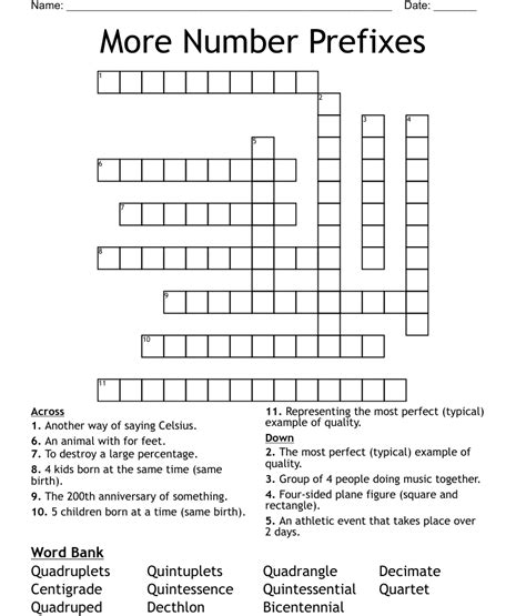 Number prefix crossword clue 4 letters. The Crossword Solver found 30 answers to "Prefix that means half", 4 letters crossword clue. The Crossword Solver finds answers to classic crosswords and cryptic crossword puzzles. Enter the length or pattern for better results. Click the answer to find similar crossword clues . Enter a Crossword Clue. Sort by Length. # of Letters or Pattern. 