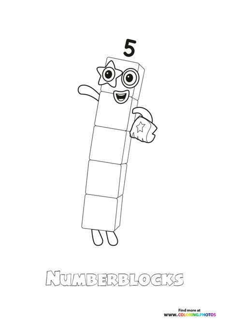 Numberblocks 5 Coloring Pages