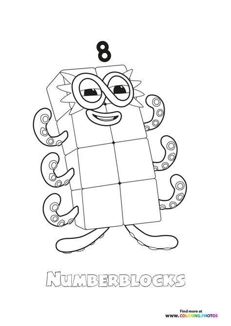 Numberblocks Number 8 Coloring Pages Printable