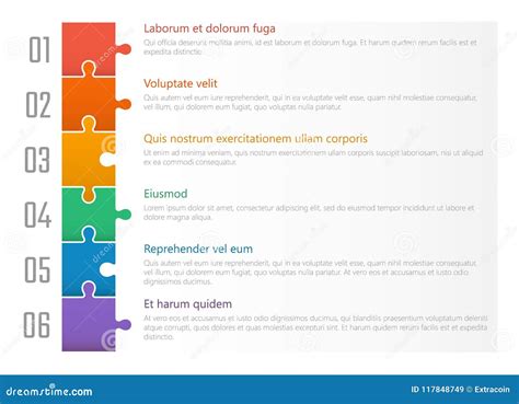 Numbered List Template, Chart Table Vector Design With Colorful Puzzles