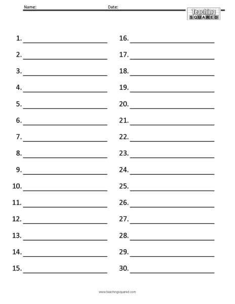 Numbered Paper 1-20 Teaching Resources Teachers …