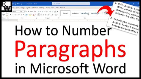 Numbering paragraphs and subparagraphs in word