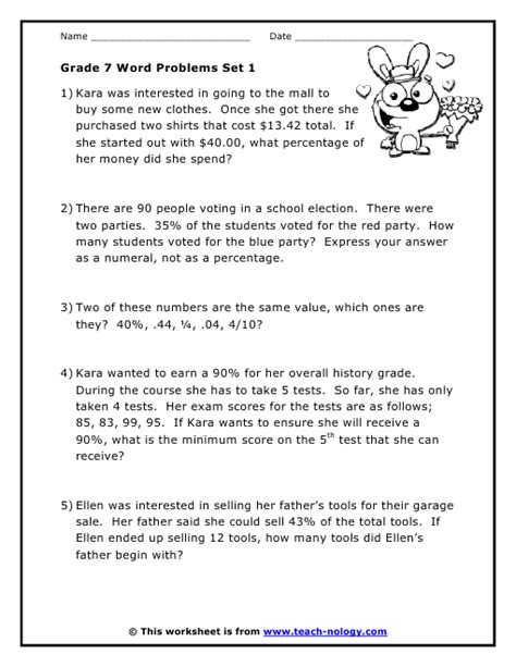 Numberless word problems 7th grade Math Learning