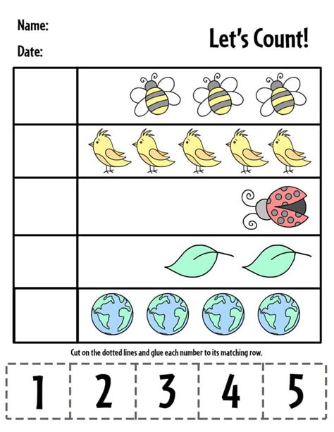 Numbers 1 To 5 Worksheets For Kindergarten