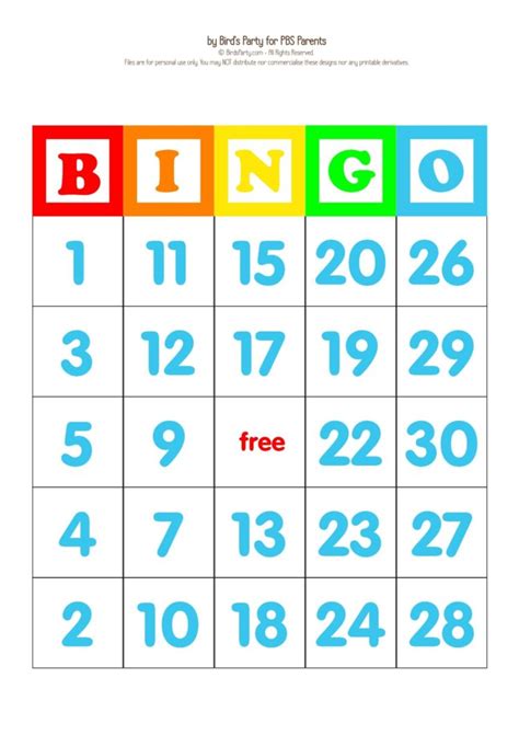 Numbers 123 Bingo Card