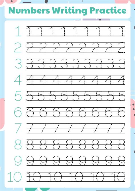 Numbers Handwriting Practice Worksheets