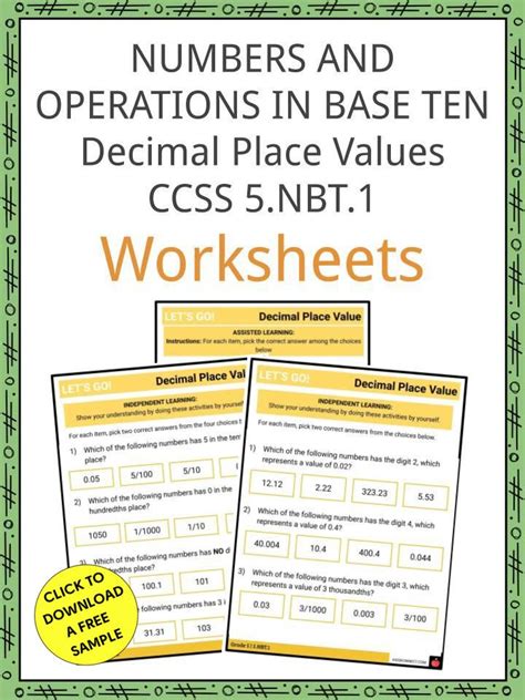 Numbers and Operations in Base 10 Decimal Place Values 5.NBT.1 Facts