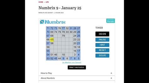 Numbrix 9 - August 28 - Yahoo