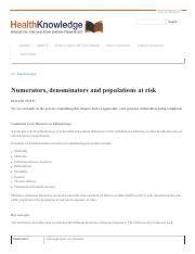 Numerators, denominators and populations at risk