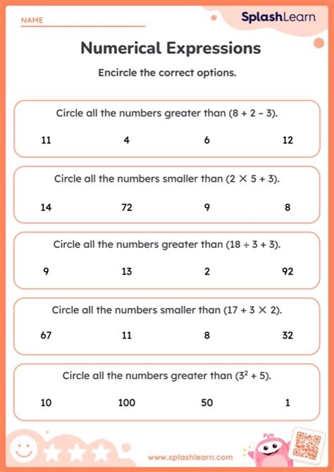 Numerical Expression Worksheets Numerical Expressions Worksh