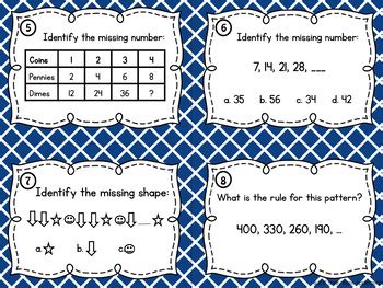 Numerical Patterns Task Cards and Poster Set Number Patterns Math