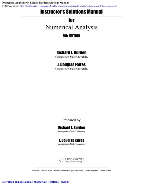 Numerical analysis burden solution manual 9th edition. - Tank talbott s guide to girls.