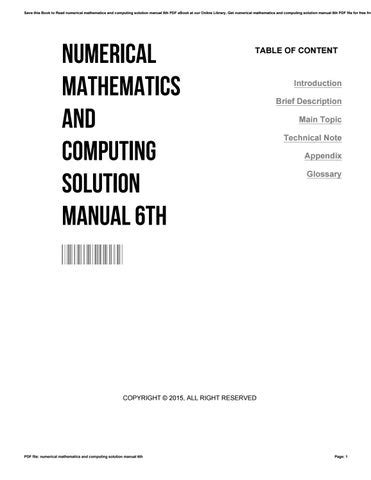 Numerical mathematics and computing 6th solutions manual. - 2001 mercedes vito manual de taller.