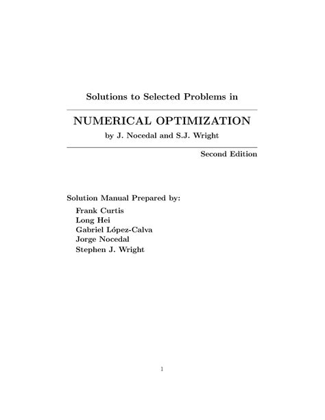 Numerical optimization nocedal 2nd edition solution manual. - 2009 opel corsa 1 4 utility manual.
