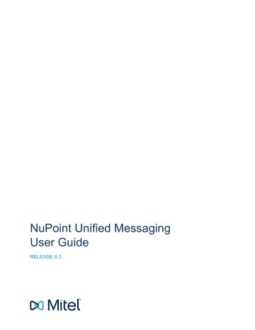 Nupoint Voicemail User Guide