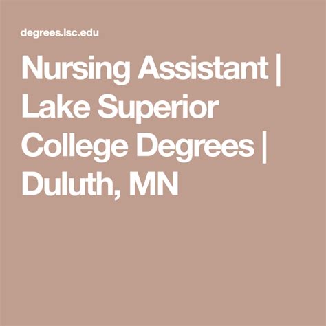 Nursing Assistant Lake Superior College Degrees Duluth, MN