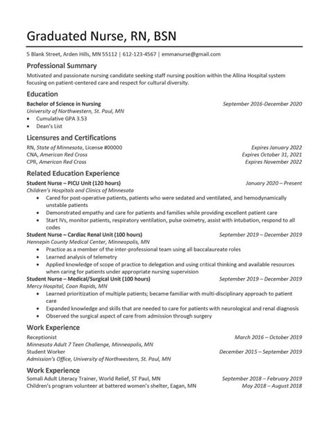 Nursing Resume Writing Guide - University of Northwestern, St.