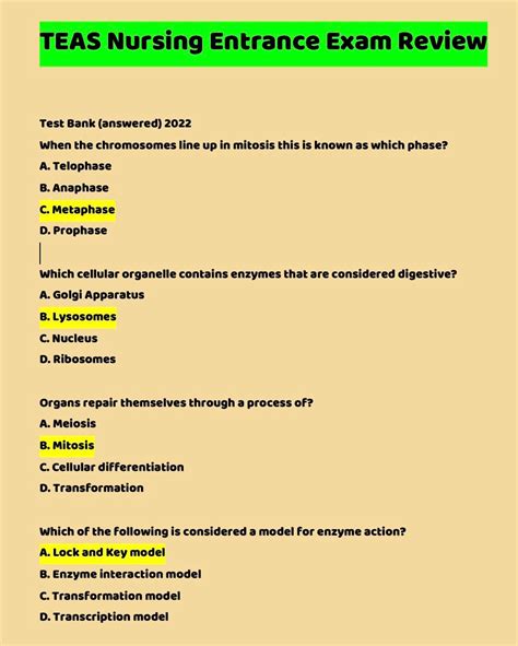 Nursing Teas Test Study Guide