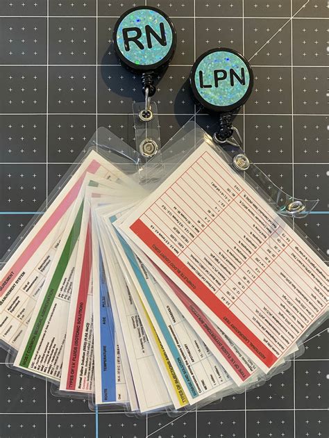 Nursing Badge Reference Cards - EKG, Vitals, Lab Values, Spanish Translation etc. RN Gifts for Nurses, Nursing School Student Essentials Supplies, Badge Buddy Nursing Cheat Sheets for ER CNA LVN IPN. 4.6 out of 5 stars 1,022. 400+ bought in past month. $10.99 $ 10. 99 ($0.39/Count). 