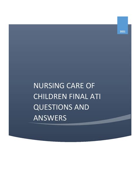 ATI RN NURSING CARE OF CHILDREN FINAL COMPLETE QUESTIONS AND CORRECT ANSWERS CARE OF CHILDREN PRACTICE B WITH NGN COMPLETE QUESTIONS AND CORRECT ANSWERS. 100% satisfaction guarantee Immediately available after payment Both online and in PDF No strings attached. Previously searched by you. Previously searched by you.