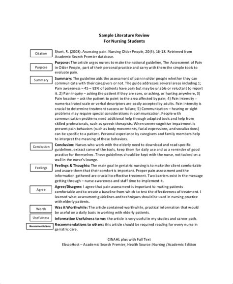 Nursing literature review sample papers Free Essays - StudyMode