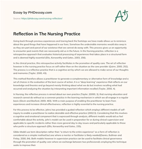 Nursing reflective essay example.  This practice involves critically examining...
