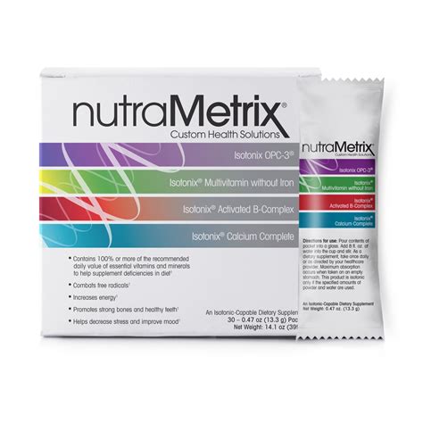 Nutrametrix - Primary Benefits of nutraMetrix Isotonix® Multivitamin With Iron*. Supports a healthy immune system. Contains 100 percent or more of the recommended daily value of essential vitamins and minerals. Promotes the conversion of food into energy. Supports a healthy cardiovascular system. Supports strong bones. 