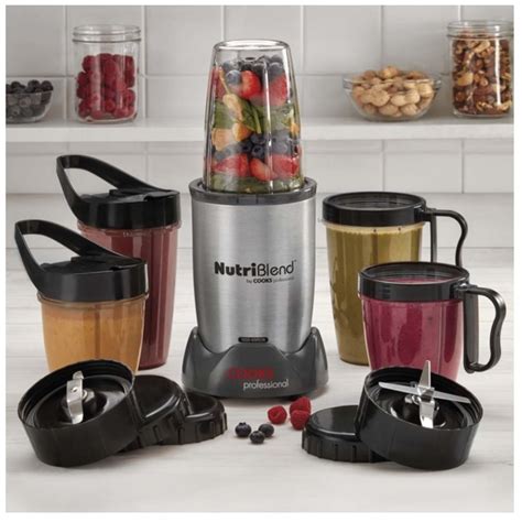 Nutriblend - Nutribullet Blender Combo. The Blender Combo is a heavy-duty blender that will be ideal for those making even large batches or having others to cook for. Capacity: 1.8 litres. Features: 1200W motor, three classic bullet-shaped cups, five blend options, ice-crushing capabilities, and a timed extraction program.
