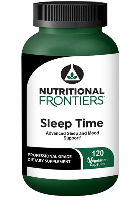 Nutritional frontiers. The Sleep Time formulation, to be taken 1 hour before bed, is designed to improve problems with sleep.* Sleep Time was formulated to help support the neurotransmitters dopamine and serotonin, which have a role with sleep cycles and anxiety.* Neurotransmitters are natural chemical messengers in the nervous system that send signals from one nerve cell across 