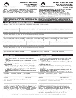 Nwt Health Care Card Renewal Form