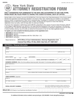 Ny courts attorney registration. The Office of Attorney Services administers attorney registration requirements. Active and corporate attorneys must register and pay a registration fee assessed by the Court on or before Sept. 1 of each odd-numbered year. ... Attorney Registration Supreme Court of Ohio 65 South Front Street, 5th Floor Columbus, Ohio 43215-3431 Director: Gina White … 