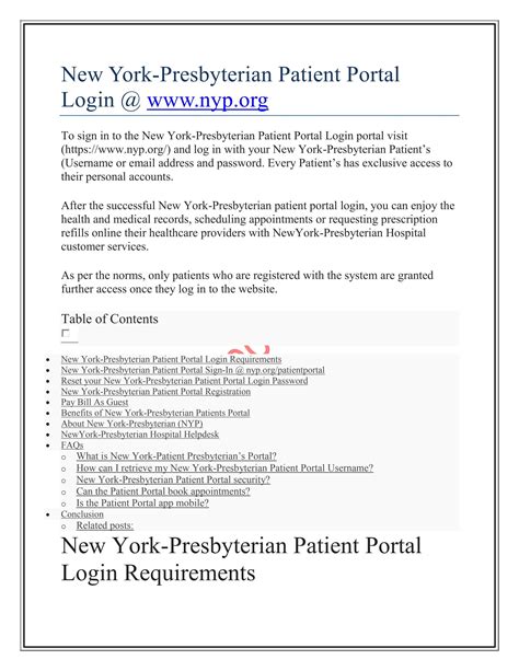 Ny presbyterian patient portal. The Access and Scheduling Center can also assist external providers in obtaining requested services at NewYork-Presbyterian Hospital for their patients. To schedule an appointment, please call: NYP Weill Cornell Medical Center: 888-623-3748. NYP Columbia University Medical Center: 866-463-2778. Physicians who want to refer patients to an ACN ... 