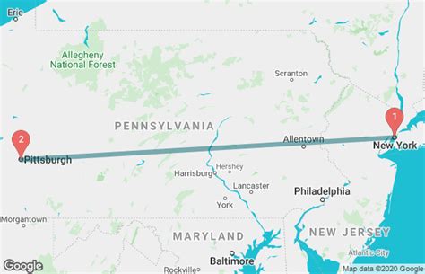 The total straight line flight distance from Newark, NY to Pittsburgh, PA is 234 miles. This is equivalent to 377 kilometers or 203 nautical miles. Your trip begins in Newark, New York. It ends in Pittsburgh, Pennsylvania. Your flight direction from Newark, NY to Pittsburgh, PA is Southwest (-139 degrees from North)..