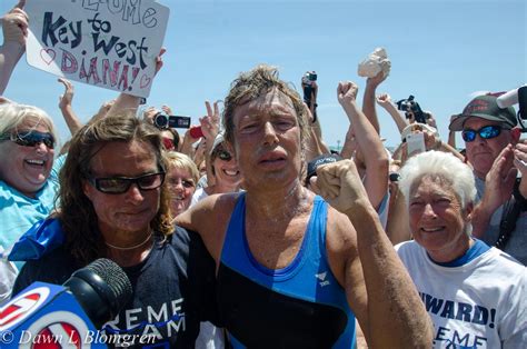 Nyad swimmer. Endurance swimmer Diana Nyad, right, and her trainer, Bonnie Stoll hug after Nyad walks ashore Monday, Sept. 2, 2013 in Key West, Fla. after swimming from Cuba. Nyad became the first person to ... 