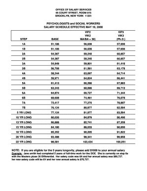 Nyc doe salary differential application. This amount will be added to your annual salary. Please note the following example. Example: Jane Smith, a Psychologist, has completed five years of full time service for the NYC DOE. She is currently on Salary Step 6A and holds the Master's Differential. Her annual salary as of 5/14/2021 is $89,665. Her new salary code is 6V and her new 