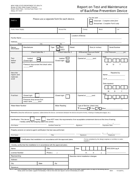 Nys Backflow Test Form Fillable Fill Out and Sign Printable PDF