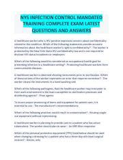 Nys Infection Control Mandated Training Exam Answers