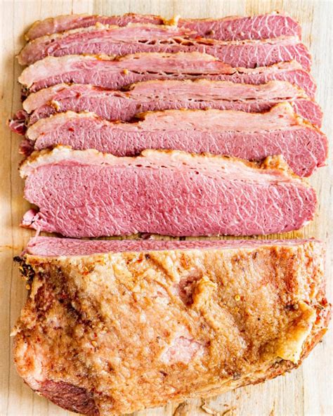 Bring to a boil on high heat. Cover (cover with foil if roasting pan) and cook in oven for about 3 1/2-4 hours. Add water if necessary to keep brisket covered. You're looking for an internal temperature of 190-200°F. Place the corned beef on a cutting board, cover with foil, and let it rest at least 15-20 minutes.. 