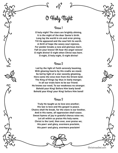 O Holy Night Lyrics Printable